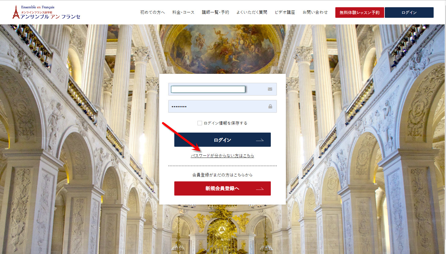 オンラインフランス語学校ログインシステム画像